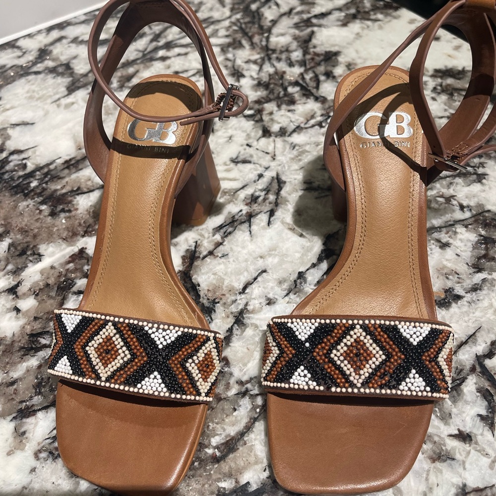 Gianni Bini Women's Brown Beaded Sandals